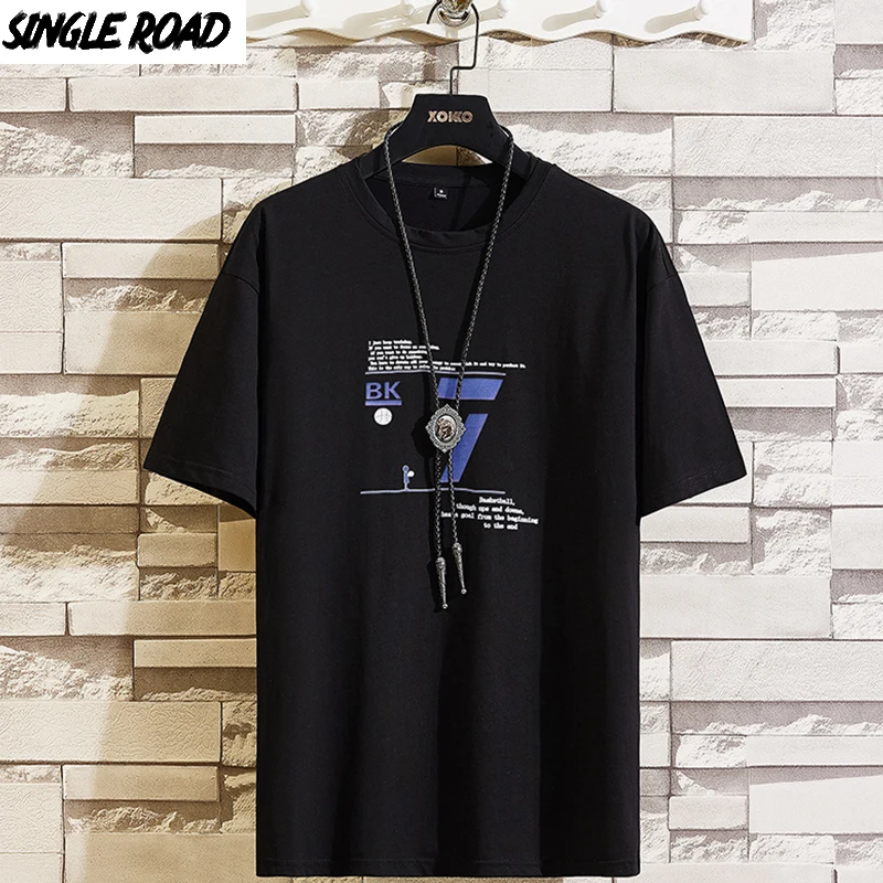 SingleRoad Мужская черная футболка для мужчин 2020 Графические футболки оверсайз панк