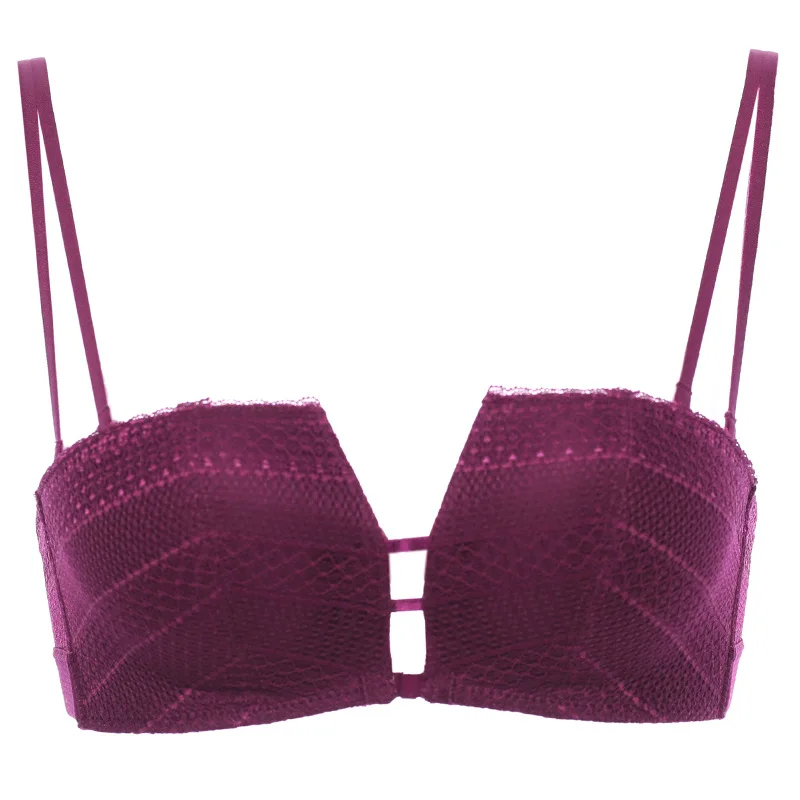

Bralette Fashion Lace Front Buckle Bra Wire Free Detachable Shoulder Strap Bra