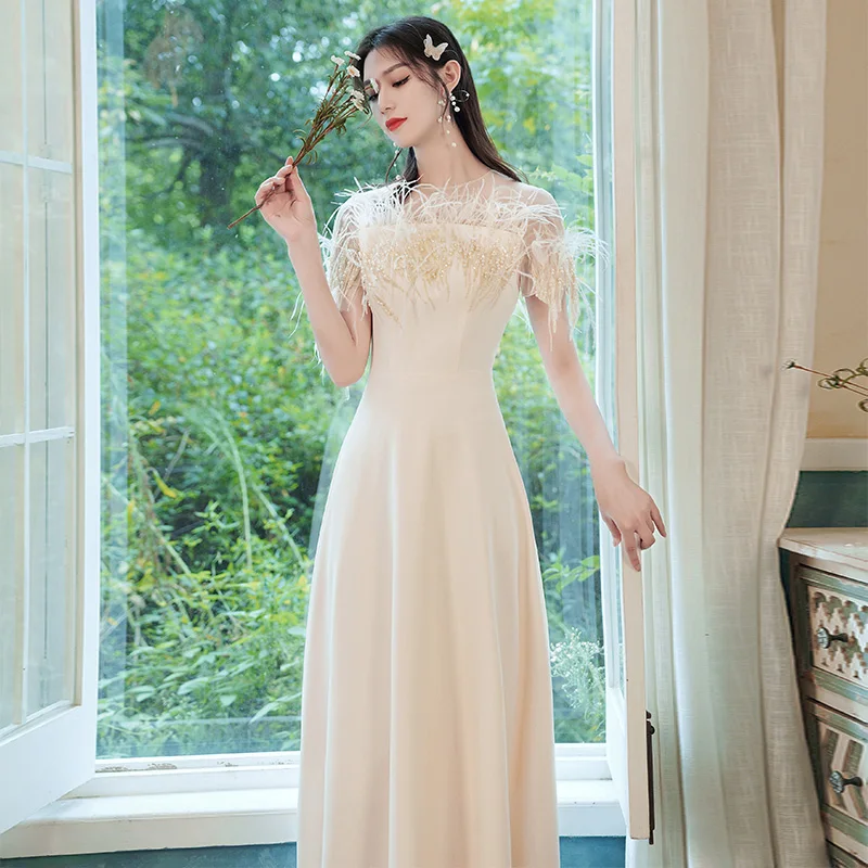 

Evening Dresses Lace O-Neck Elegant Sleeveless Beads Bling Plus size A-line Floor-length Simple Woman Formal Party Dress A304