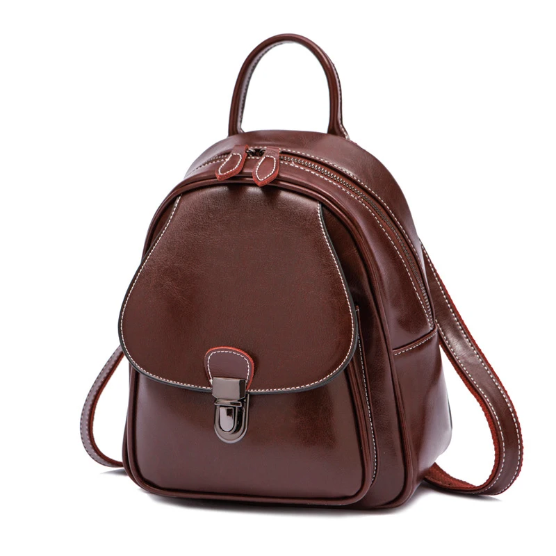 

Vintage Women Rucksack Genuine Leather Backpacks Fashion Shoulder Bags Girl Backpack Ladies Travel Backpack Mochilas School Bags