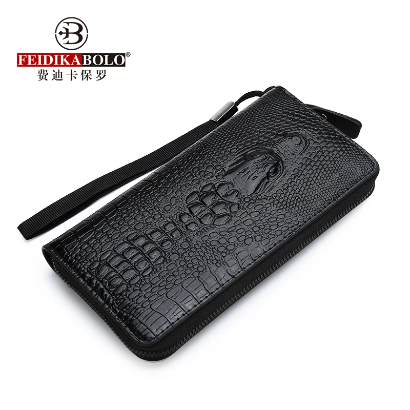 

2021 Vintage Alligator Pattern Men Purse Long Man Wallet Fashion Clutch Bag Business Male Cash Bag Card Holders Black Brown