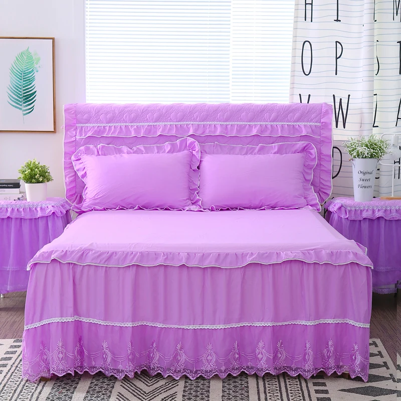 

Корейская версия кружевная постельная юбка принцессы домашний текстиль кружевное постельное белье 3 шт./комплект (1 кроватка + 2 наволочки) постельное белье King F0646