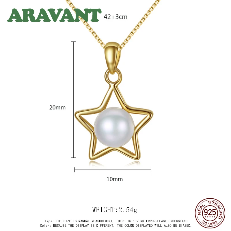 

Real Natural Freshwater Pearl Pendant Gold Chain Necklace For Women 925 Sterling Silver Star Necklaces Wedding Pearl Jewelry