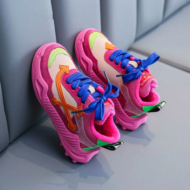 Spring 2021 Girls Boys Lace-Up Touch Strap Sneakers Toddler/Little/Big Kid Fashion Trainers Children School Sports Warm Shoes | Детская