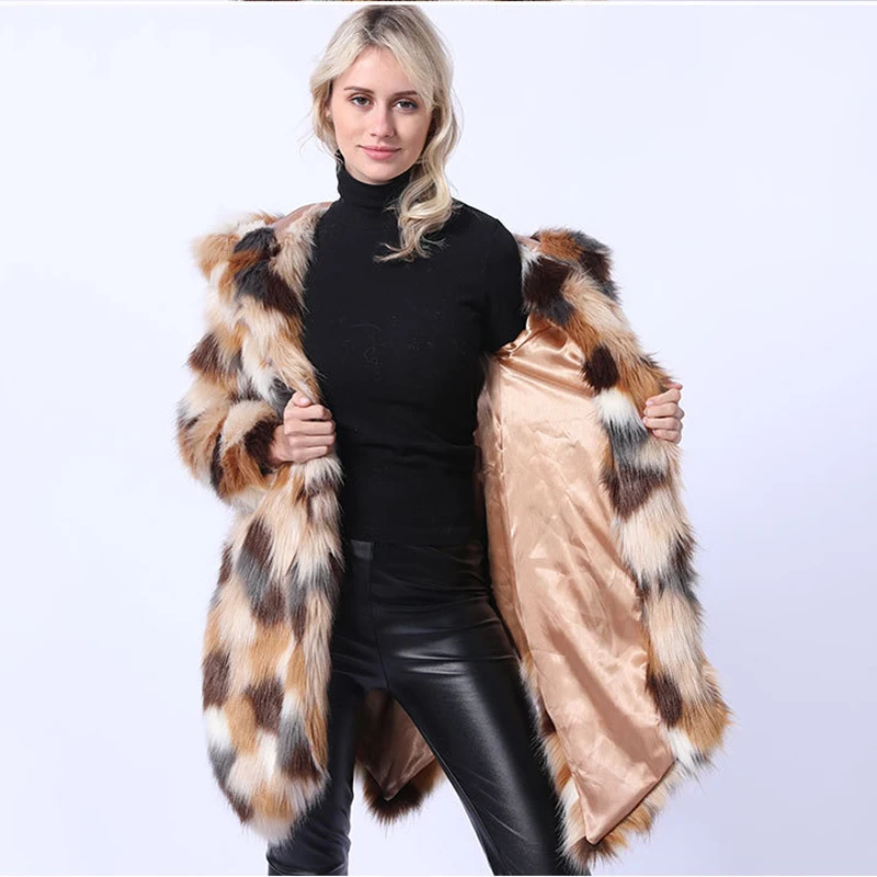 ZADORIN/зимнее меховое пальто для женщин большие размеры теплое Асимметричное с