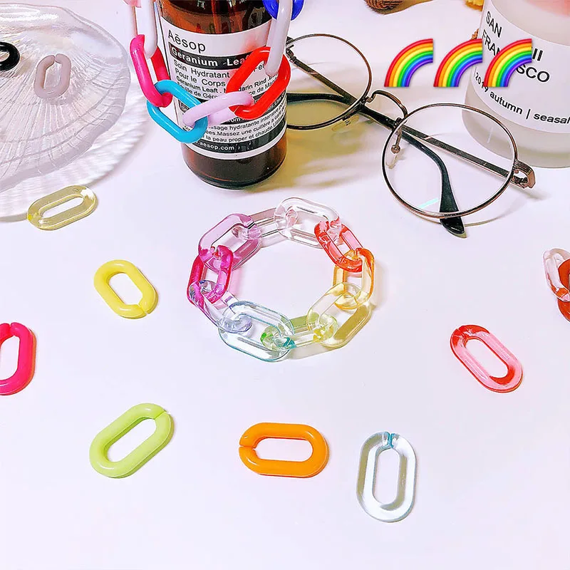 

Rainbow Acrylic Chain Bracelet for Women Men Pride Bracelet Lesbians Gays Bisexuals Transparent Bracelets Best Friendship Gifts