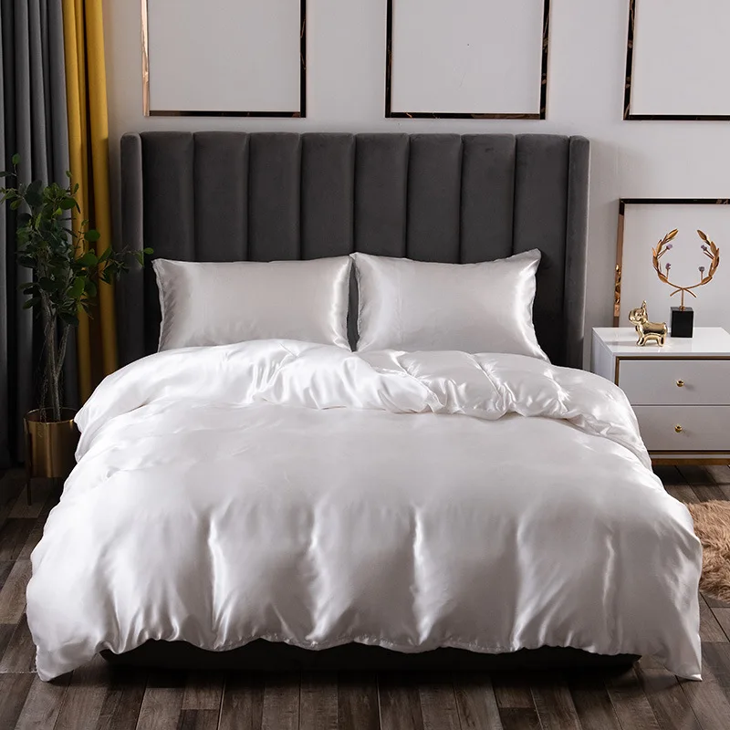 Denisroom однотонное роскошное покрывало Комплект постельного белья шелковое