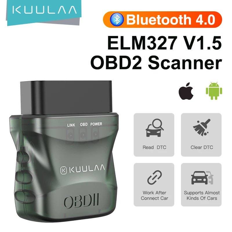 Ferramenta de Diagnóstico do Carro para Ios Kuulaa Scanner Bluetooth 4.0 Obd 2 Android pc Elm 327 Leitor Obdii Elm327 V1.5 Obd2