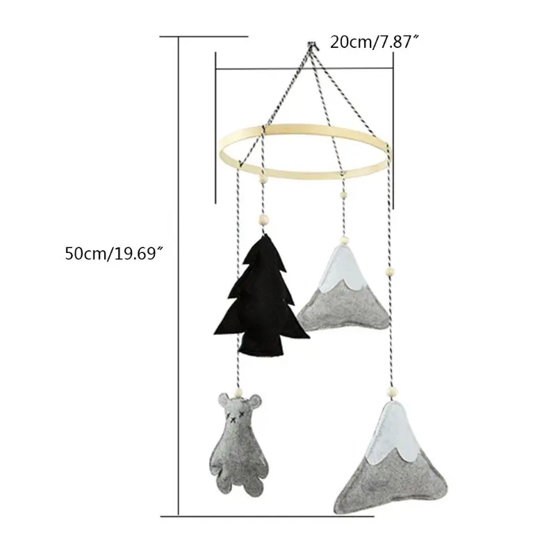 

C5AF Baby Bear Felt Pendants Crib Mobile Rattles Bed Bell Wind Chimes Toys Kids Children Room Hanging Decorations