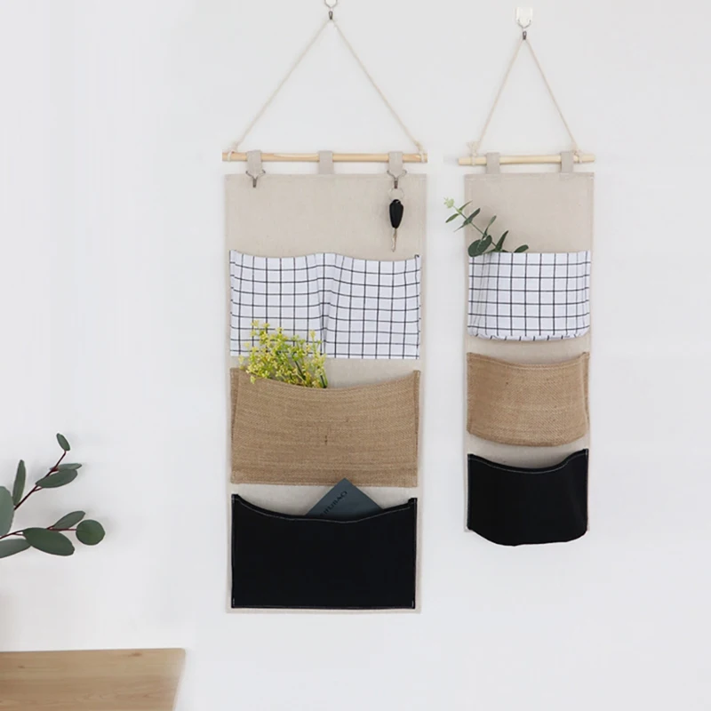 Настенные Висячие Сумки для хранения льняная ткань висячий карманный органайзер