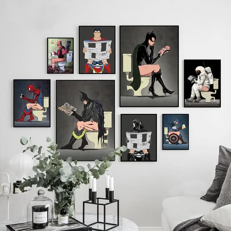 

Wall Art Canvas Prints Funny Super Posters Toilet Decorative Poster Home Decor Paintings Living Room Kids Room Picture