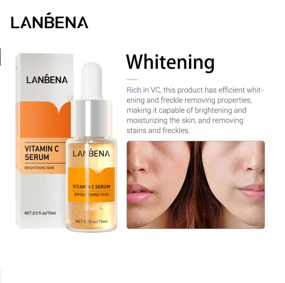 

By UPS FedEx 100pcs Wholesale Lanbena Wrinkless Anti Aging Vitamin C Whitening Face Serum Moisturizing Beauty Facial Skin Care