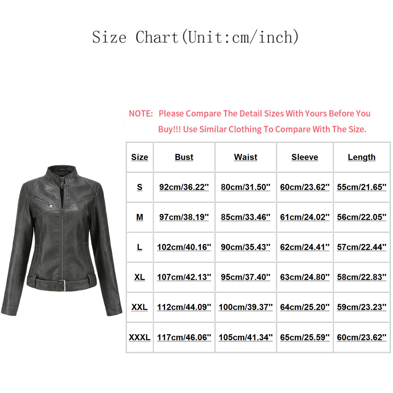 

Simple Style Women Leather Pu Stand-up Collar Slim Jacket Solid Color Zipper Spring Autumn Female Top Clothing Black Coat#F3
