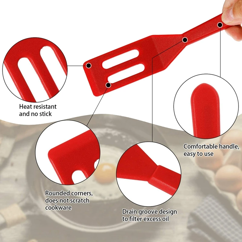 Silicone Serving Spatula Heat Resistant Turner Slotted For Nonstick Cookware Cooking Baking(Red 4 Pcs) | Дом и сад
