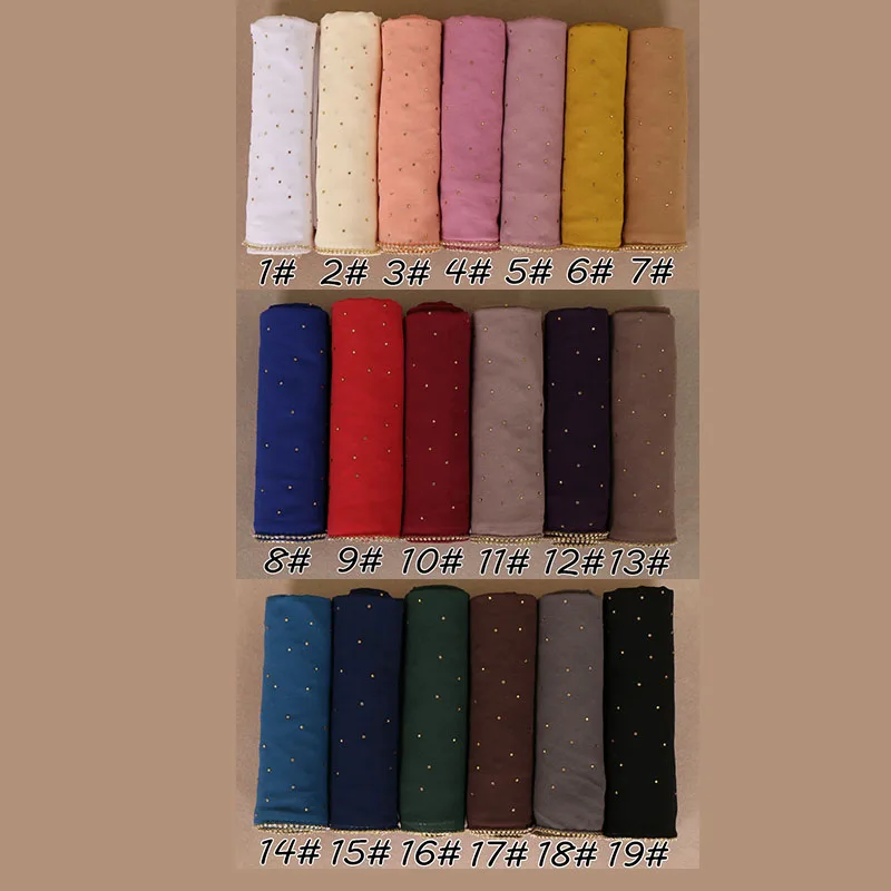 Новинка женские шифоновые блестящие шарфы с пузырьками и бриллиантами хиджаб