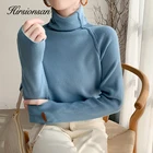 Водолазка Hirsionsan однотонная женская, базовый вязаный зимний джемпер с разрезом, повседневный Свободный пуловер