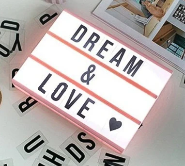 Pink and 96 Cards A4 размер USB AA батарея светодиодный комбинированный ночник коробка буквы Сделай Сам символ карты украшение лампа доска для сообщений Лайтбокс - Испускаемый цвет: Pink and 96 Cards