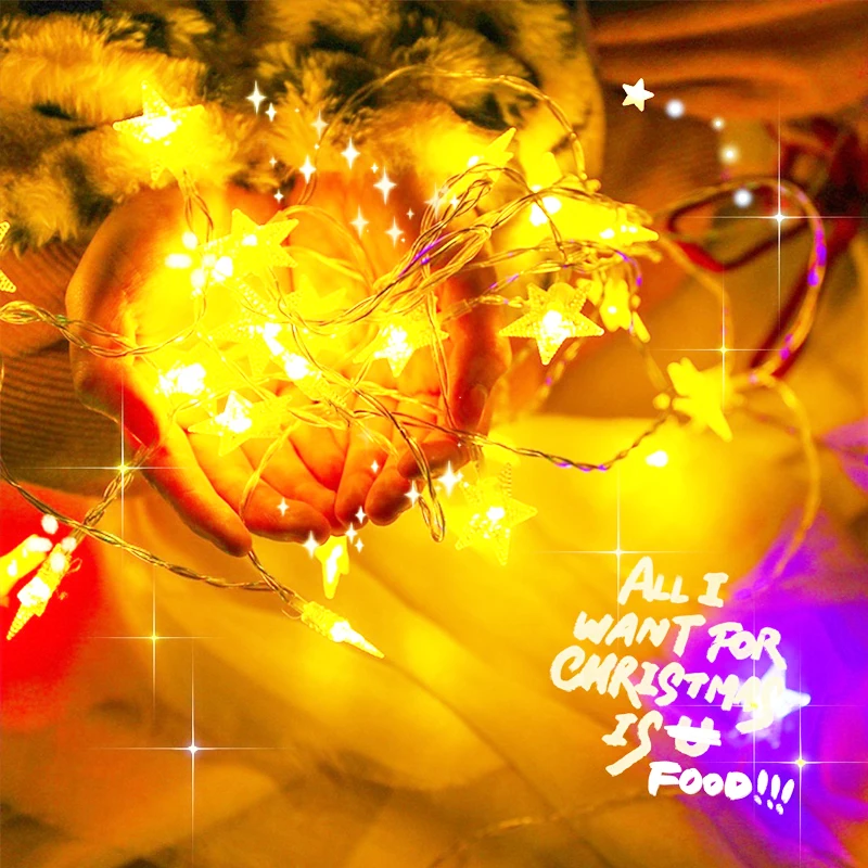 Светодиодный ная гирлянда со звездами работающая от батарейки лампа с