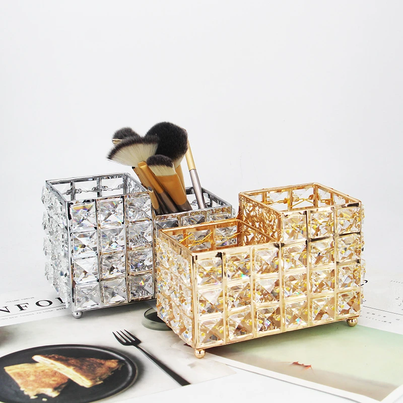 

1Pc Nordic Crystal Makeup Brush Holder Desktop Eyebrow Pencil Storage Bucket Jewelry Cosmetic Organizer