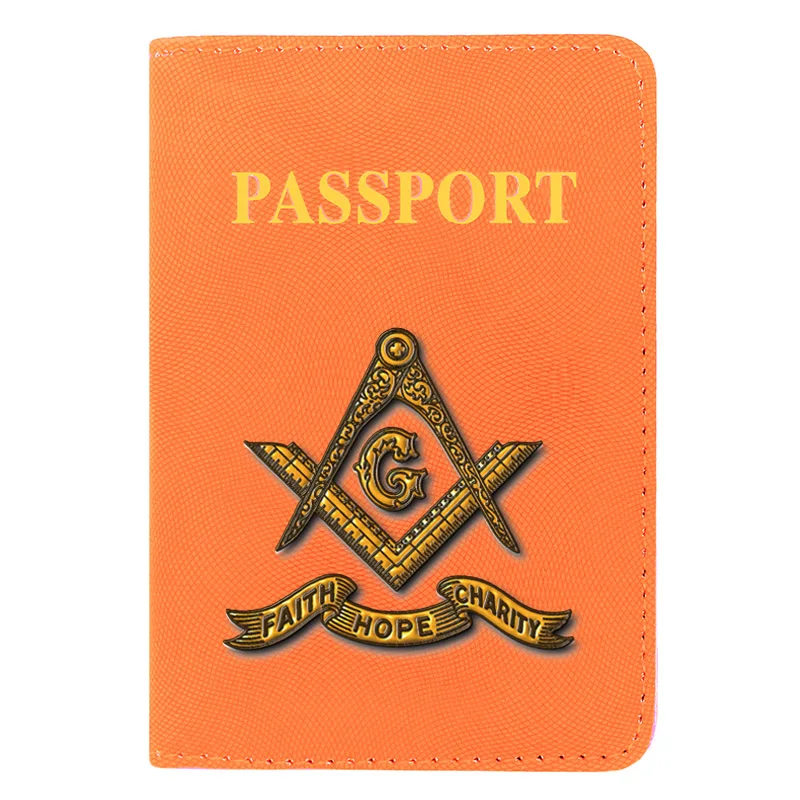 

Classic Masonic Faith Hope Charity Printing Passport Cover Pu Leather Travel ID Credit Card Holder Pocket Wallet Bags