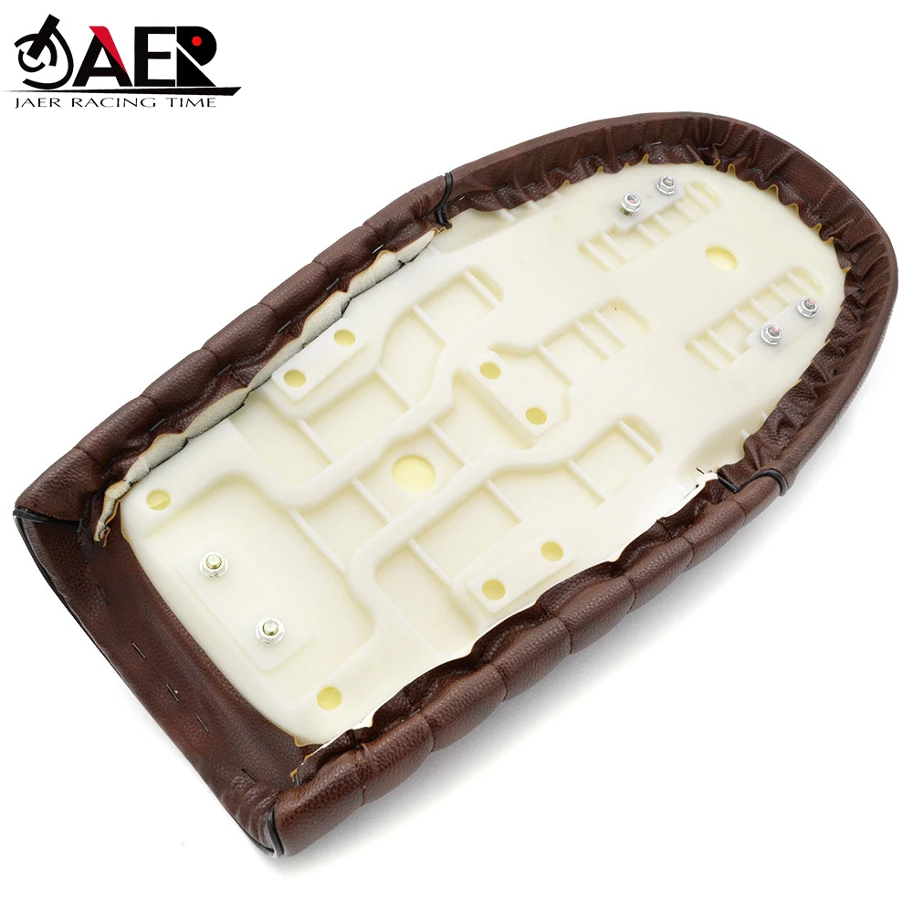 Универсальное коричневое плоское винтажное седло JAER для мотоцикла подседельный