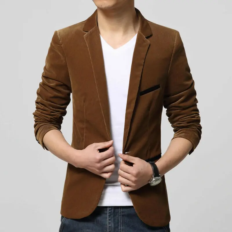 Модный стильный новый пиджак формальный костюм на одной пуговице бархатный