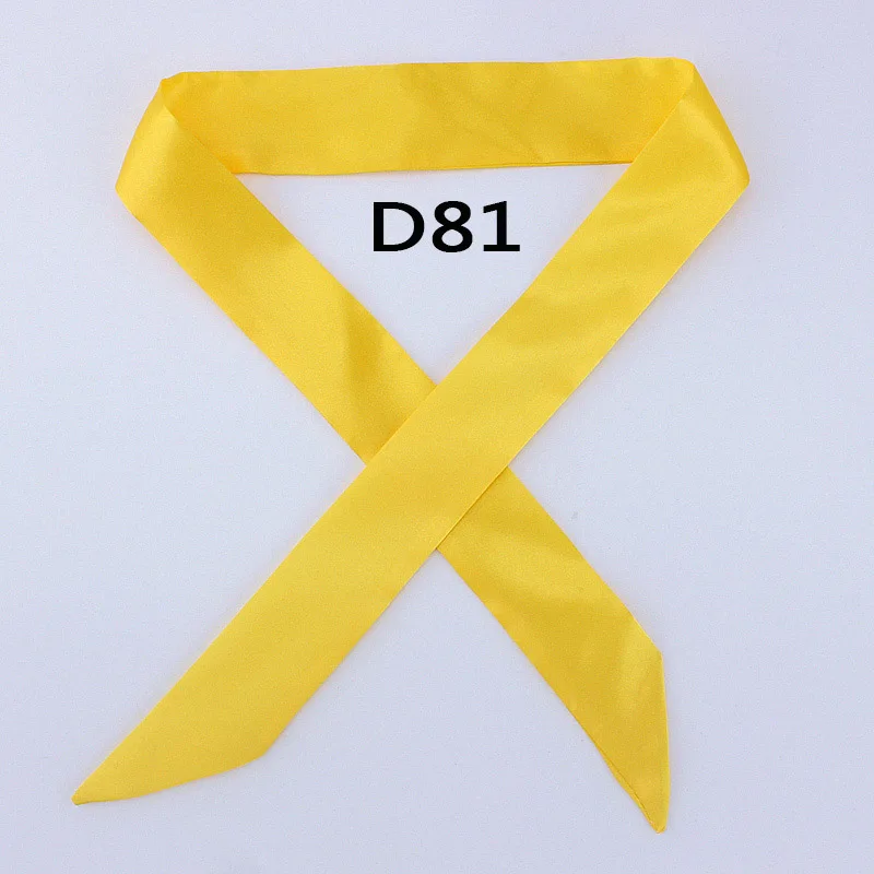 D81 Горячая Мода саржевый эмуляционный Шелковый однотонный шарф для женщин маленький шарф лента Сумочка волосы длинная шаль Бандана роскошный головной шарф - Цвет: D81