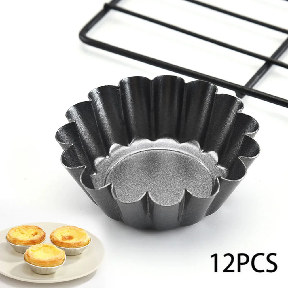 

DIY Egg Tart Mold Biscuits Non-stick Fruit pies Kitchen Restaurant 12Pcs