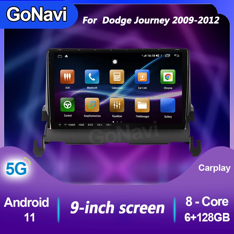 Автомобильный мультимедийный плеер GoNavi 2 din для Dodge Journey Android 11 Радио DVD GPS навигатор