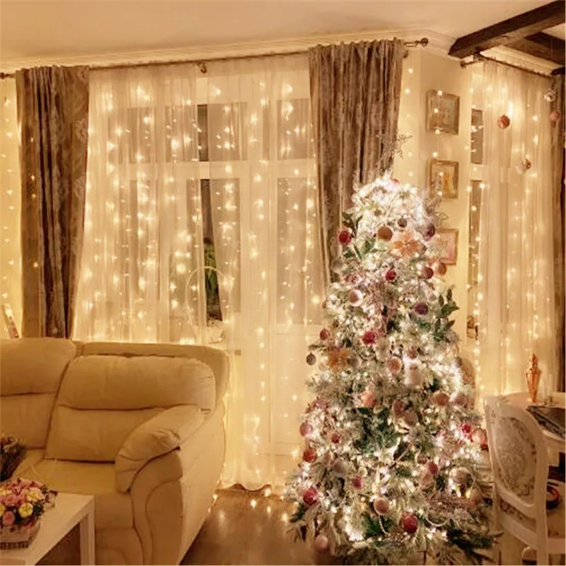 4*2.5M Window Curtain LED String Light Christmas Fairy Icicle Light Garland Wedding Party Garden Home Decorative Light