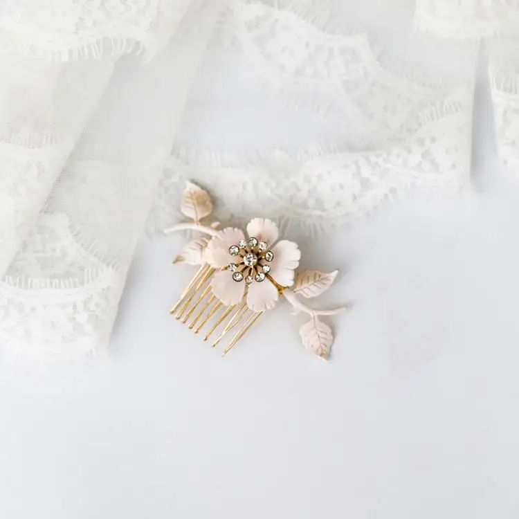 В винтажном стиле с цветочным принтом гребень для волос в виде листьев булавки