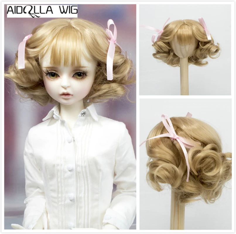 Парик для куклы Aidolla короткие вьющиеся волосы шарнирных кукол 1/3 1/4 парики желтого