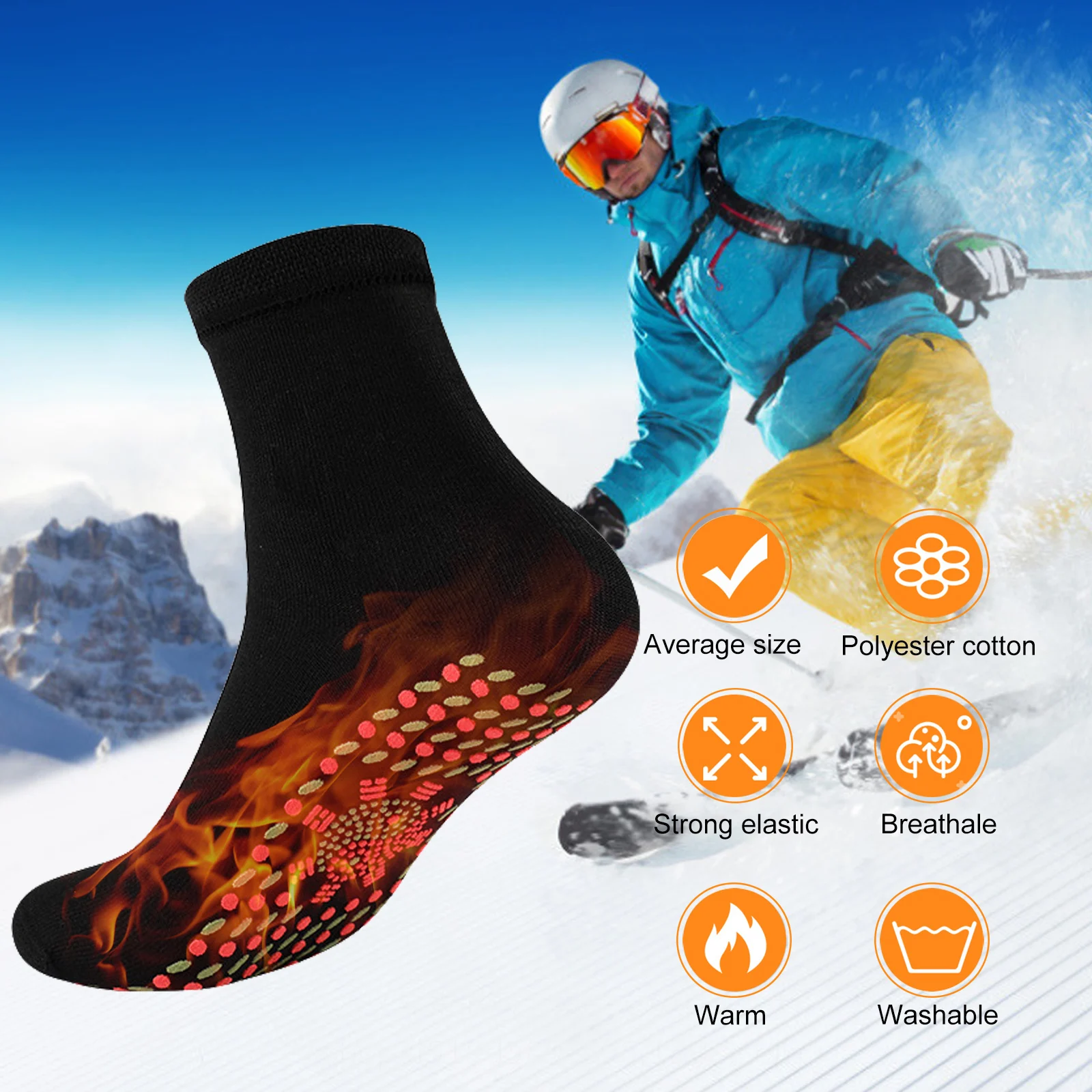 

2pcs Unisex Winter Warm Outdoor Anti-Cold Heating Socks Mugwort Wormwood Therapy Anti-Damp Foot Warm Massage Stockings Men/Women