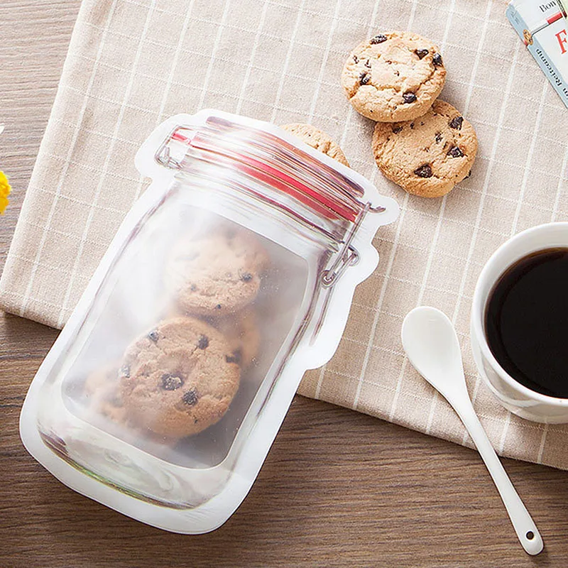 

Reusable Plastic Mason Bottle Storage Bag Sealed Ziplock Food Container Eco Friendly Refrigerator Organizer Tool Kitchen Supplie