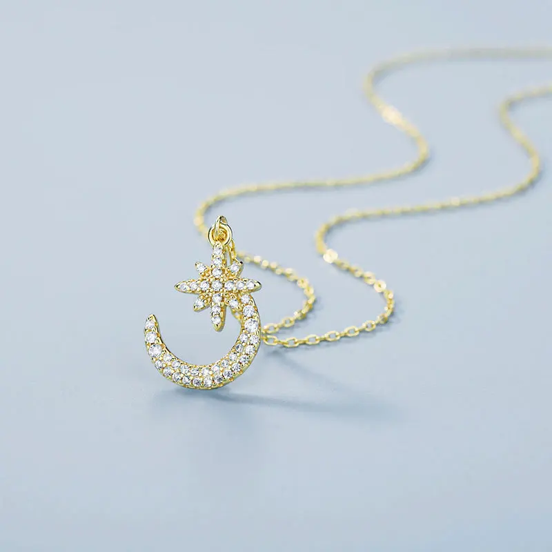 Новинка 2022 ожерелье с подвеской в виде звезды и сверкающей циркониевой Луны
