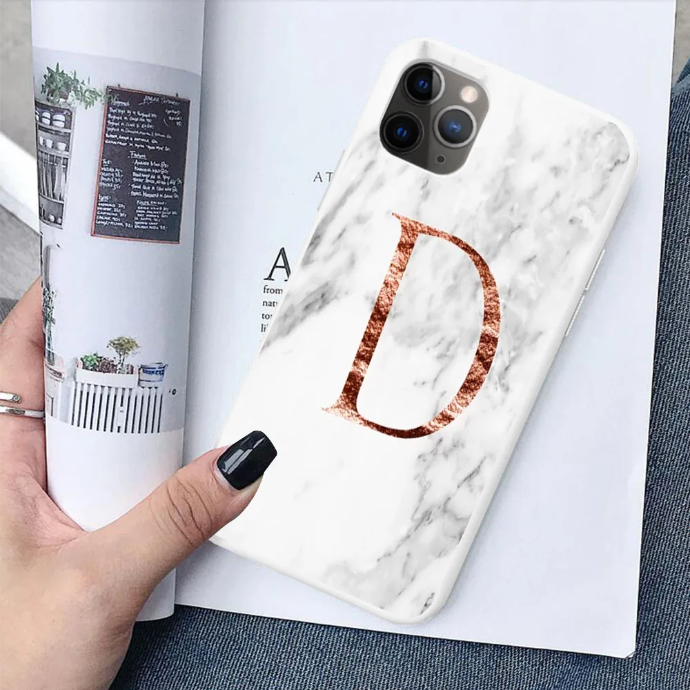 TPU Начальная Буква A B конфетный белый мягкий ТПУ чехол для iPhone 11 Pro MAX 6 7 8Plus XR XS X пользовательское имя сочетание белый чехол под мрамор - Цвет: TPU