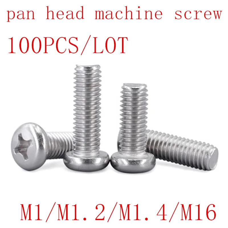 100 шт. M1 M1.2 M1.4 M1.6 DIN7985 GB818 Нержавеющая сталь самонарезающие винты с