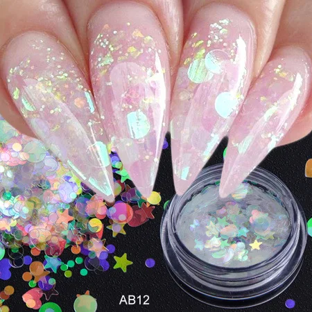 1 коробка Аврора AB Цвет ногтей Блестки блестка Русалка хлопья Блеск Маникюр