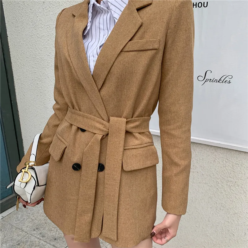 

Spring Summer Casual Long Sleeve Blazer Suits Retro Solid Jacket And Shorts Two Piece Suits 2021 New Office Lady Clothing Sets