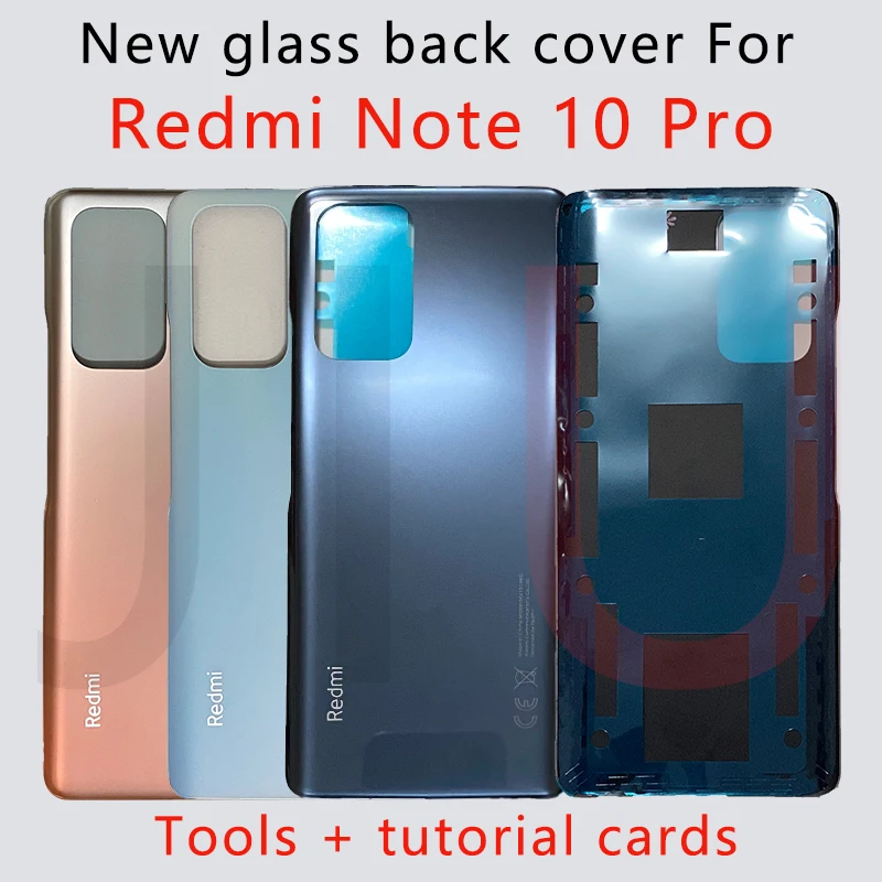 

New For Redmi Note 10 Pro Battery Glass Back Cover Replace 3D For Redmi note 10 pro max M2101K6I Middle Frame Holder Housing