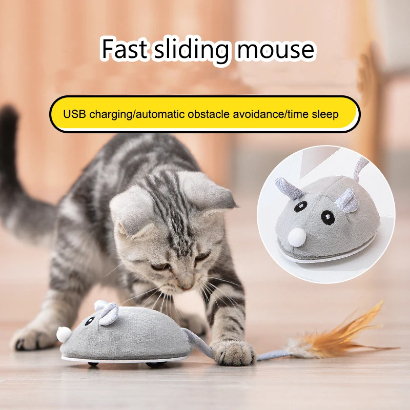 

Plush Simulation Mouse Cat Toys USB Charging Timer Sleeping Pet Toy Cute Funny Interactive Rat Toy for Pet Kitten Intelligent