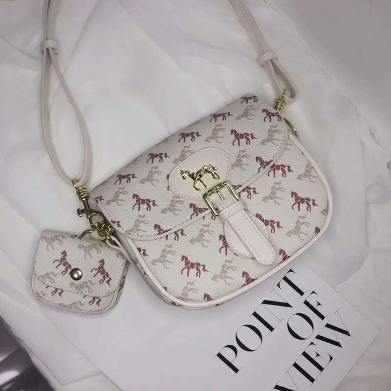 

Horse Printed Pattern Crossbody Bag for Women 2021 New Luxury Handbags Women Bags Designer Ladies Single Shoulder Messenger Bags