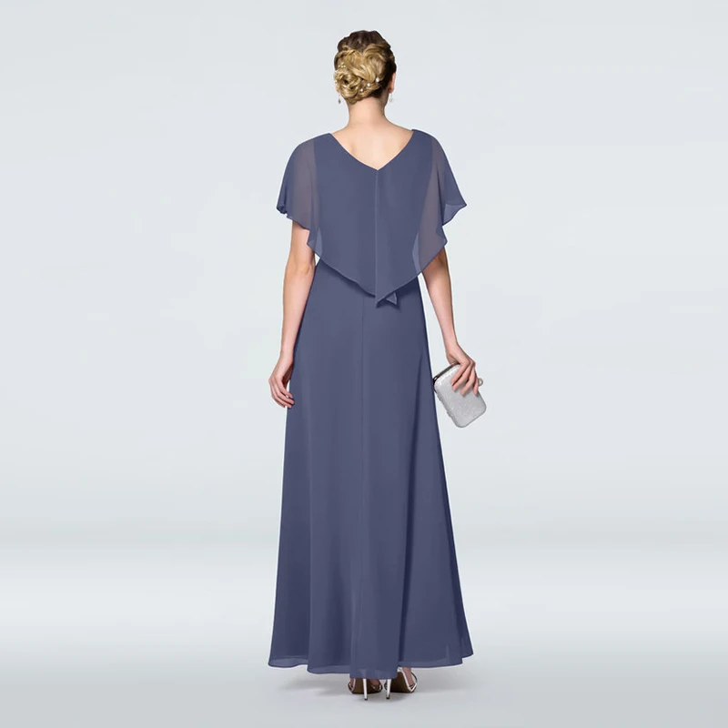 

Mother of The Bride Dresses V-neck Short Sleeves Beading Wedding Party Dress Mother Dresses for Wedding Vestido Mae Da Noiva