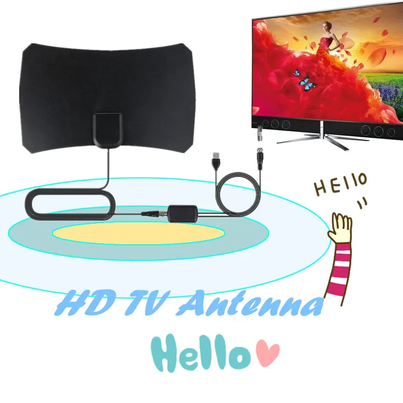 Цифровая антенна hengshanlao для помещений ТВ 980 миль HD Приемник усилитель DVB T2 isdb tb clear
