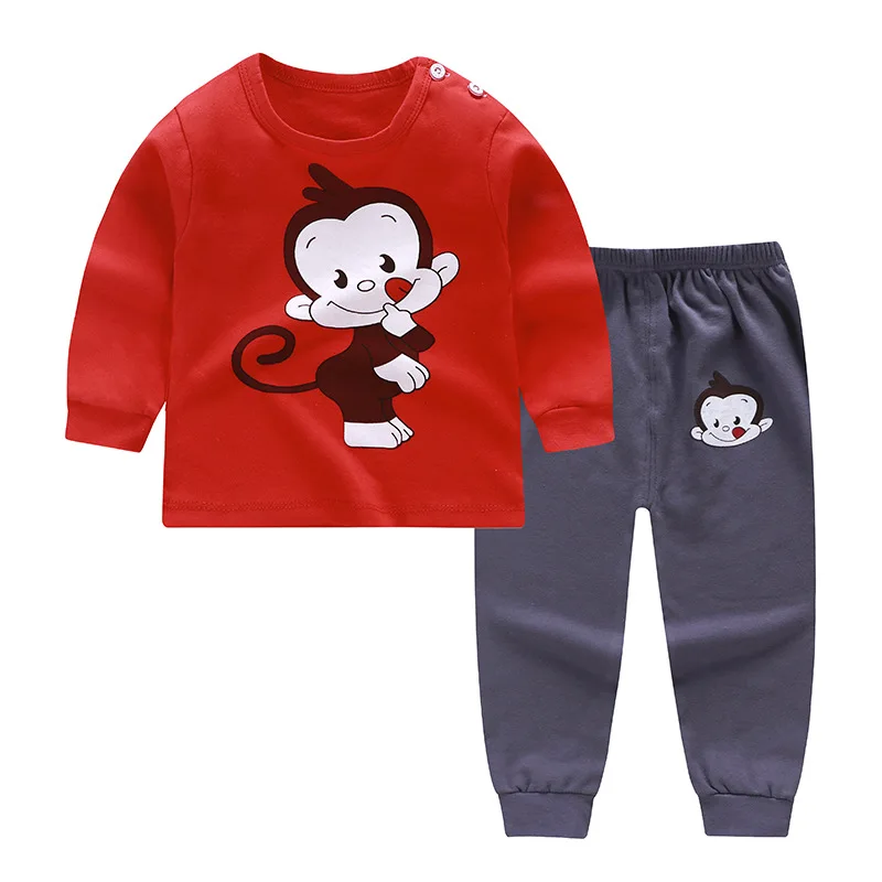 

New Children Pajamas Set Autumn Soft Cotton Thermal Underwear Kids Cartoon Animal Sleepwear Boys Clothing Suit Pyjamas Nightwear