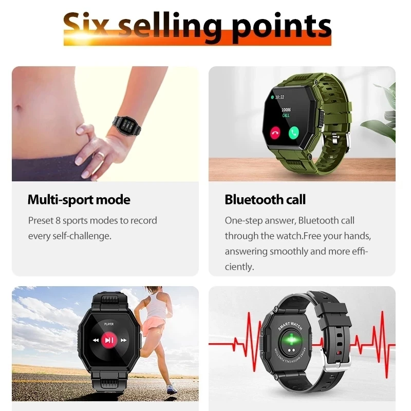 

2021 New Fashion Smartwatch Bluetooth Call Sport Men's Watch Heart Rate Monitoring Music Control Luxury Smart Watch for men+Gift