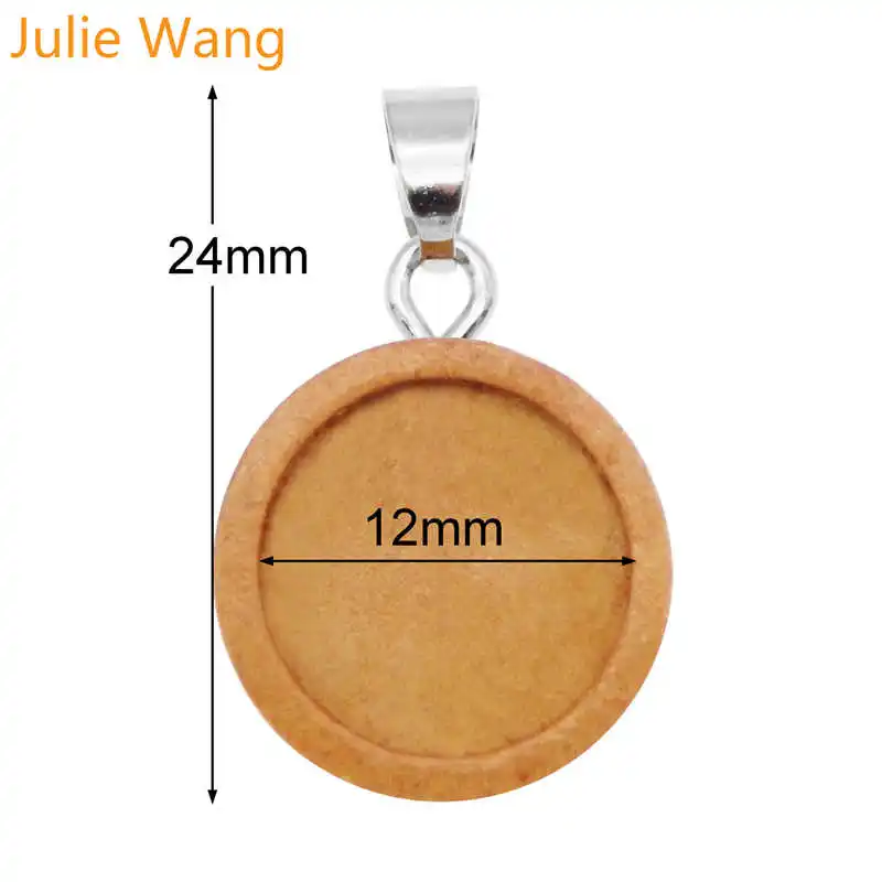 Julie Wang 4 шт. деревянный круглый кабошон базовые настройки с крючками подвески