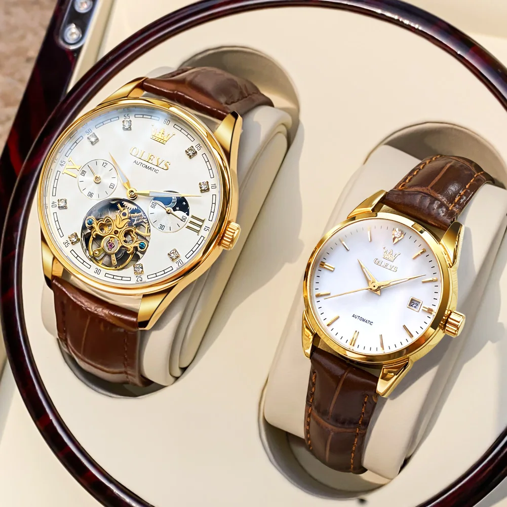 

Роскошные брендовые автоматические механические мужские и женские парные часы, высококачественные водонепроницаемые часы для влюбленных,...