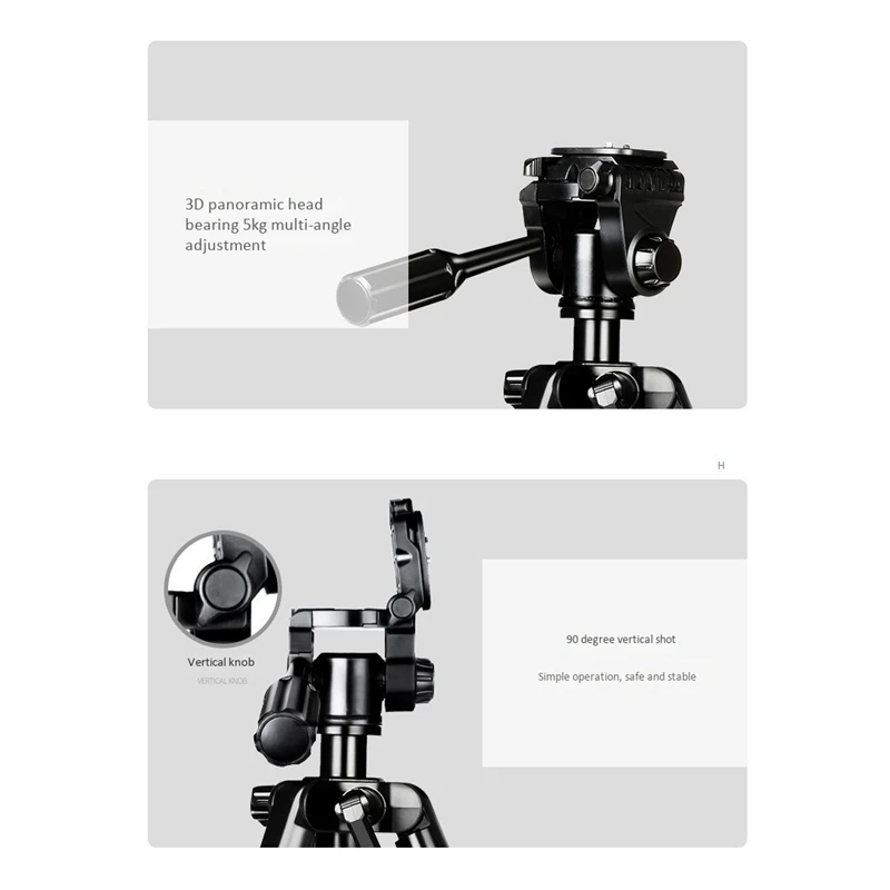 

MANBILY Camera Tripod Portable Aluminum Tripod with 3D PTZ for Smartphone and DSLR Canon Nikon Sony Olympus