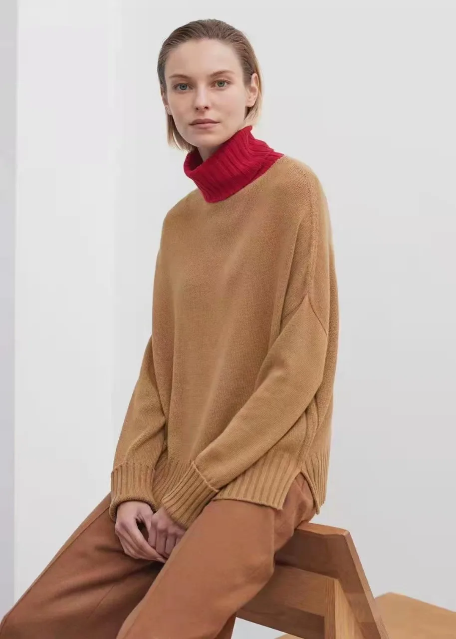 

Women New High Neck Loose Cashmere Sweater